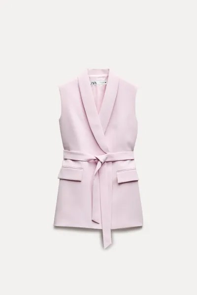 Жилет Zara ZW Collection With Tie Belt, розовый