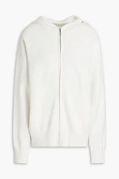 Трикотажное худи на молнии с вышитым логотипом Sandro, цвет Off-white