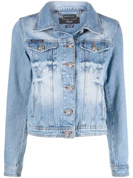 Philipp Plein джинсовая куртка с логотипом, синий