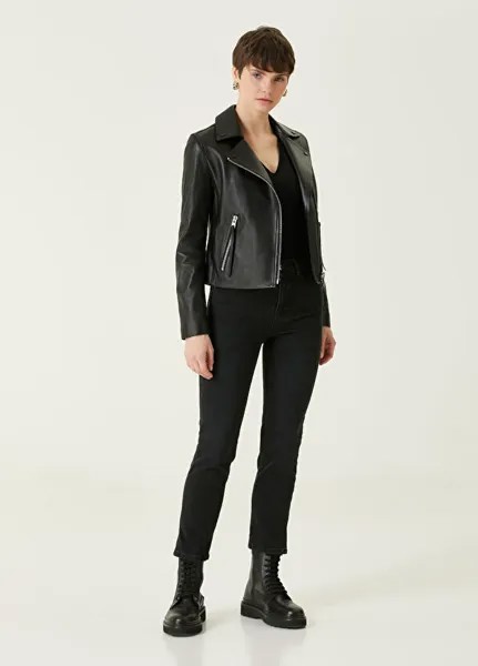 Двубортная кожаная куртка Allsaints, черный