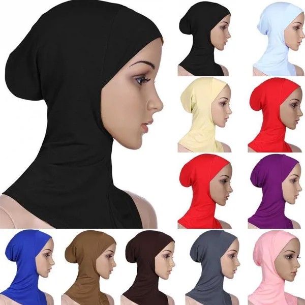 Женщины Леди Мусульманская Хиджаб ГоловаОбломатель Шарф Чистый Цвет Шляпа Мусульманский Тюрбан Мягкая Одежда Аксессуары