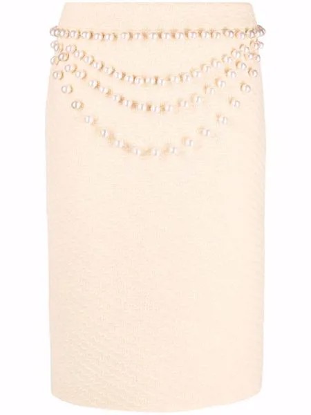 Moschino юбка-карандаш с искусственным жемчугом