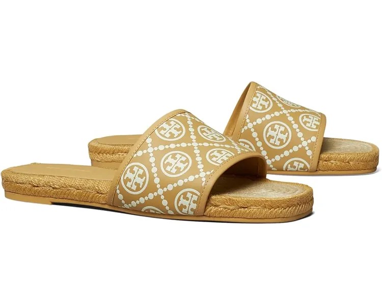 Сандалии Tory Burch T Monogram Espadrille Slide, цвет Sand Buff