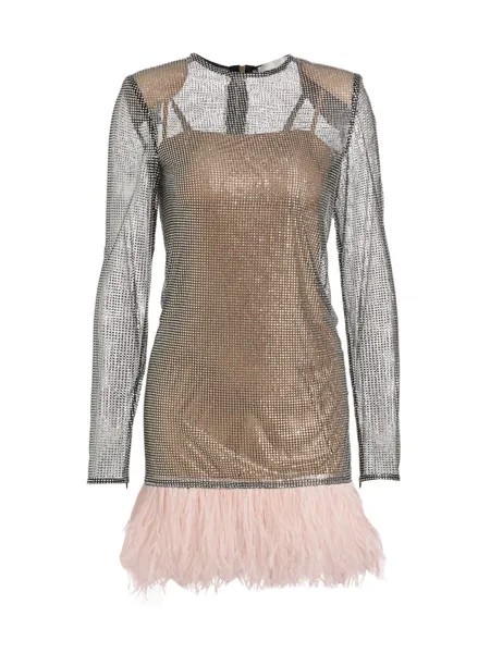 Коктейльное платье Webb с отделкой перьями Bronx and Banco, розовый