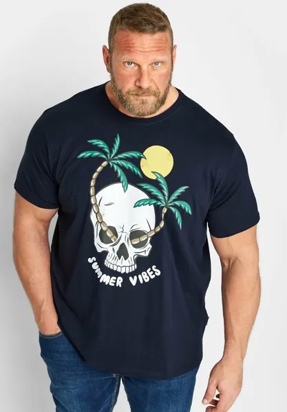 Футболка с принтом SUMMER VIBES SKELETON BadRhino, цвет blue
