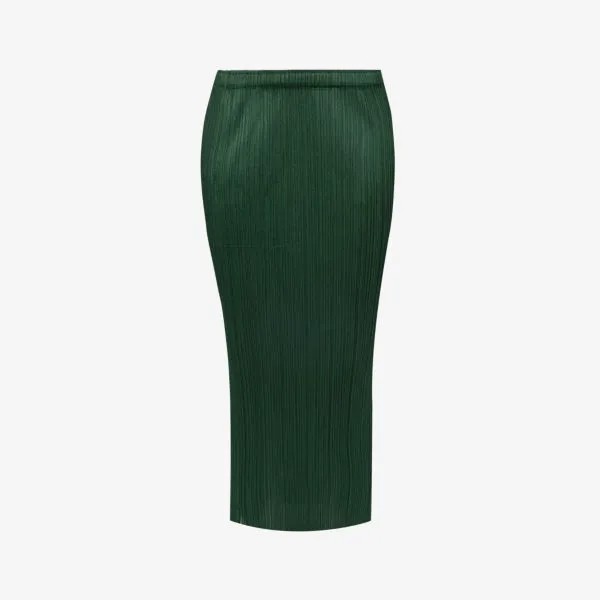 Базовая тканая юбка миди со складками Pleats Please Issey Miyake, зеленый