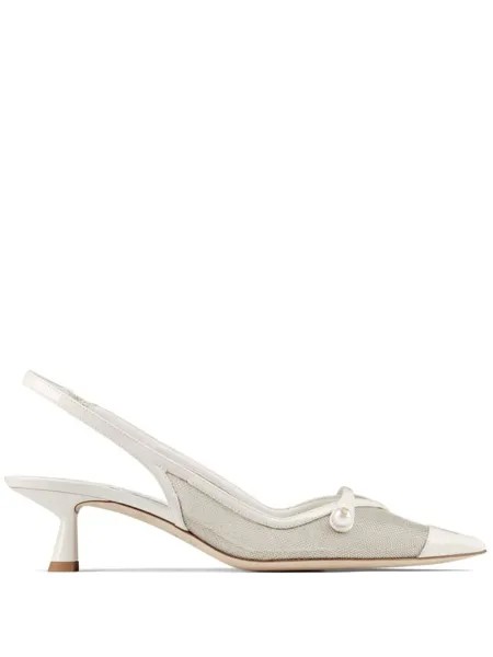 Jimmy Choo туфли Amita 45 с ремешком на пятке, серебристый