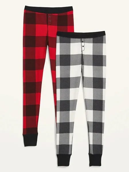 NWT Old Navy - Комплект из 2 термовязаных пижамных леггинсов, черно-красная клетка цвета буйвола