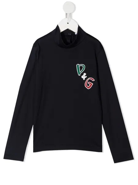 Dolce & Gabbana Kids водолазка с нашивкой-логотипом