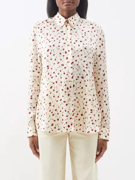 Атласная рубашка argo с цветочным принтом Khaite, белый
