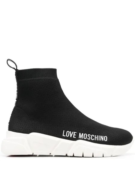 Кроссовки-носки Love Moschino With Logo, черный/белый