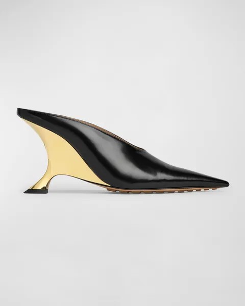 Светоотражающие кожаные туфли Rocket и золотистый каблук Bottega Veneta