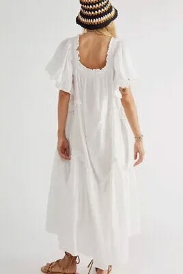 Белое платье-миди Free People Endless Summer Harriet с рюшами и декольте S НОВИНКА