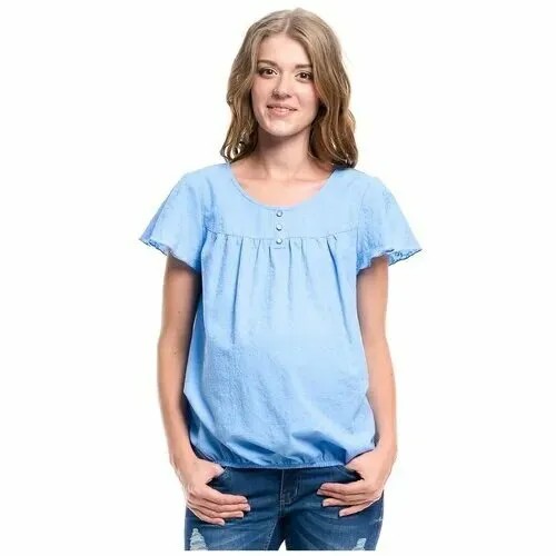 Блуза NEWFORM, короткий рукав, размер 50, голубой