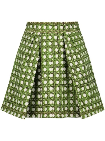 Giambattista Valli мини-юбка в горох с завышенной талией, зеленый