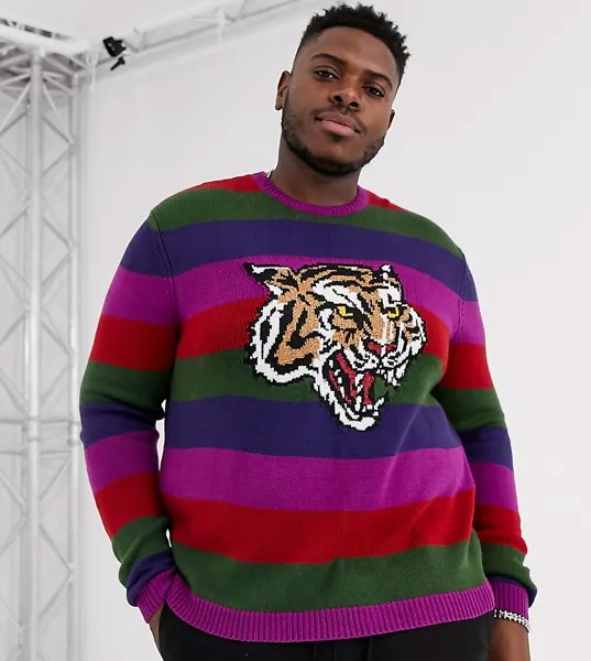 Вязаный джемпер в полоску ASOS DESIGN Plus-Мульти