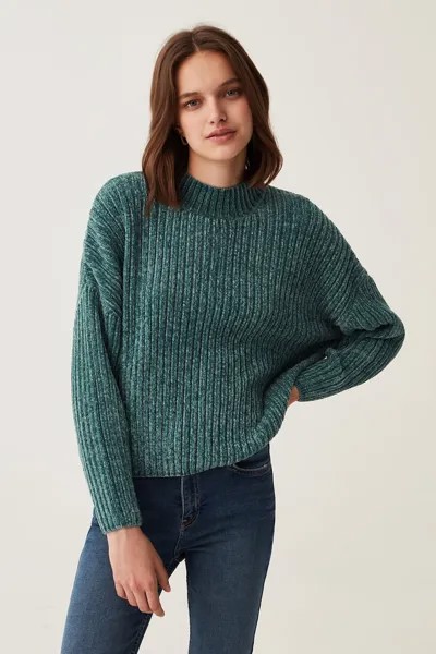 Бархатный свитер свободного кроя Ovs, зеленый