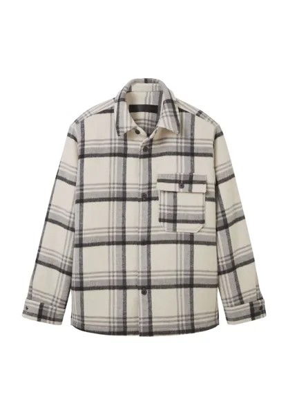 Куртка-рубашка, длинные рукава, воротник Кент, мужская Tom Tailor, цвет Creme Grey