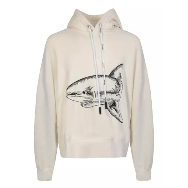 Футболка cotton hoodie with logo Palm Angels, бежевый