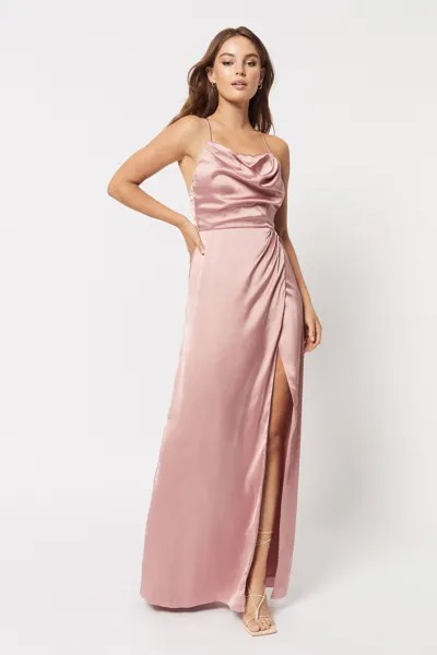 Платье-макси со скрещенным вырезом Атлас Maya, розовый