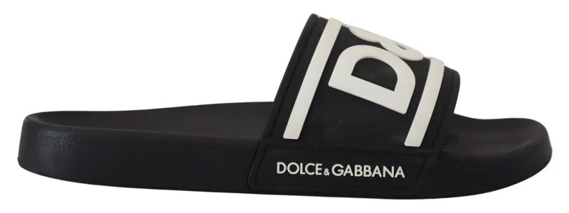 DOLCE - GABBANA Сандалии Шлепанцы Черные резиновые туфли с логотипом D-G EU36 / US5,5 $360