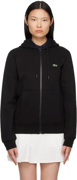 Черный худи на молнии Lacoste