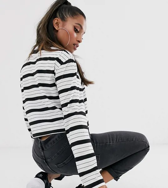 Укороченный лонгслив в полоску ASOS DESIGN Petite-Мульти