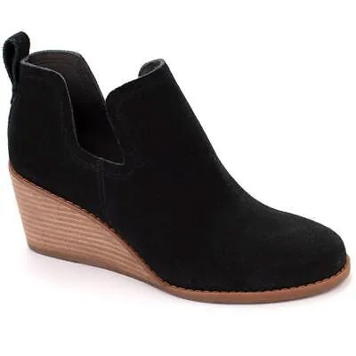 Женские черные замшевые ботильоны на танкетке Toms Kallie 9 Medium (B,M) BHFO 4100