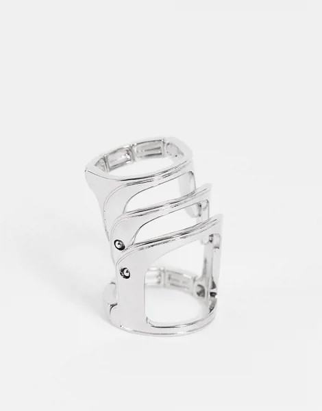 Подвижное серебристое кольцо для Хэллоуина в виде скелета ASOS DESIGN Halloween-Серебряный