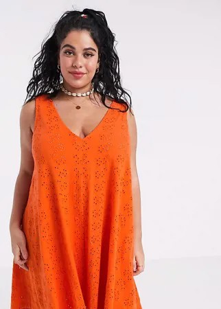 Оранжевое платье мини с вышивкой ASOS DESIGN Curve-Оранжевый
