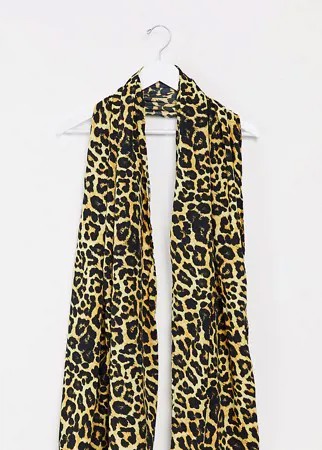 Шифоновый платок с леопардовым принтом Verona-Коричневый