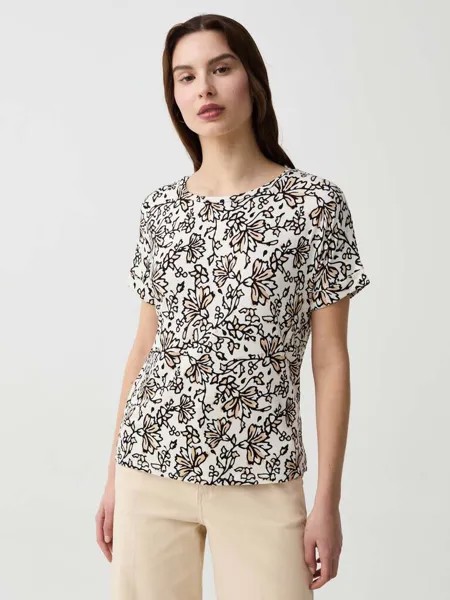 Футболка с цветочным принтом и рукавами-кимоно Ovs, цвет white/beige