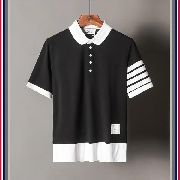 Новинка 19ss, роскошные мужские полосатые модные рубашки поло с золотой вышивкой, рубашка в стиле хип-хоп, хлопковая Футболка-поло для скейтборда # G28