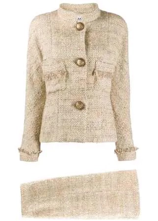 Chanel Pre-Owned меланжевый костюм с юбкой 1980-х годов