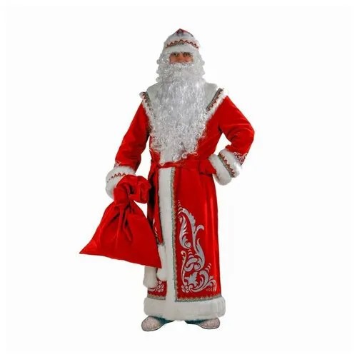 Батик Карнавальный костюм «Дед Мороз», шуба с аппликацией, цвет красный, р. 54-56, рост 188 см