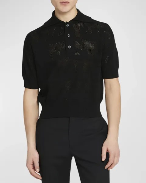 Мужская рубашка-поло с сетчатым логотипом в стиле граффити Alexander McQueen, цвет Black
