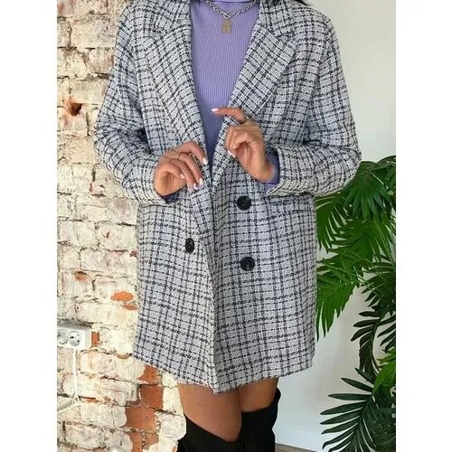 Пиджак , размер 42, фиолетовый, серый
