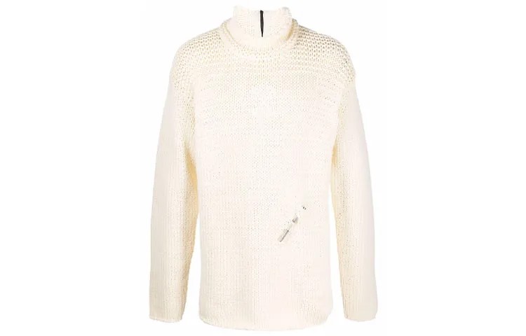 Джемпер с высоким воротом и отделкой гвоздями Off-White, белый