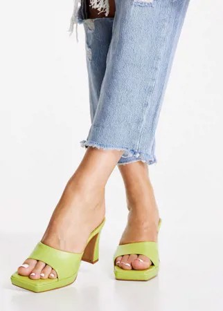 Кожаные мюли лаймового цвета на платформе Topshop Reese-Зеленый цвет