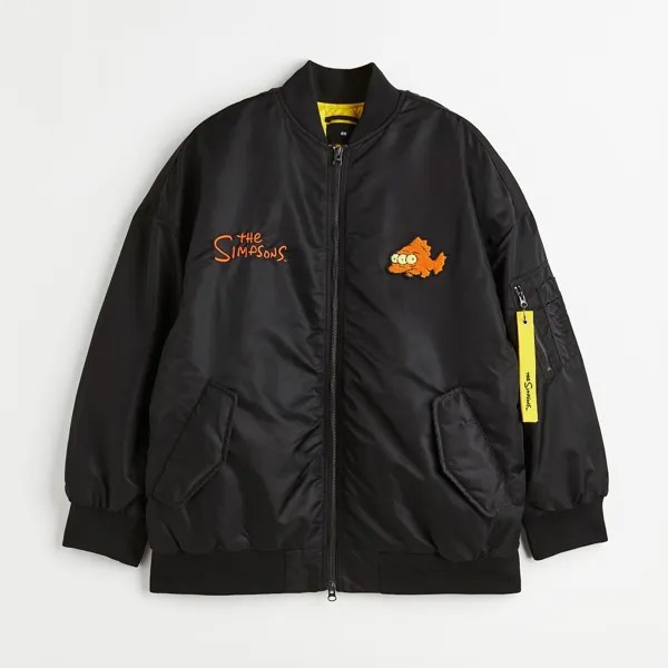 Куртка-бомбер H&M x The Simpsons Oversized, черный
