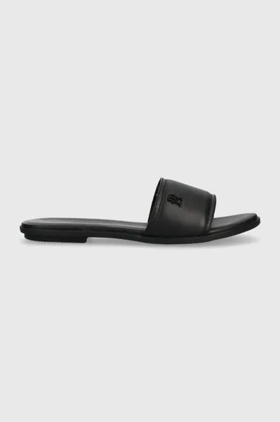 Кожаные шлепанцы POP COLOR MULE SANDAL Tommy Hilfiger, черный