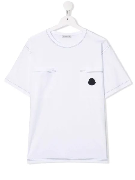 Moncler Enfant футболка с нашивкой-логотипом