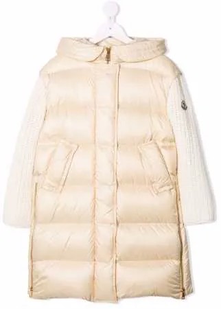 Moncler Enfant пуховик с трикотажными рукавами