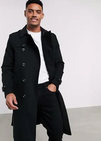 Черный водоотталкивающий тренч с поясом ASOS DESIGN-Черный цвет
