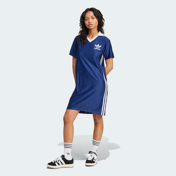 Платье Adidas Adicolor Three Stripes Pinstripe Dress, цвет Dark Blue