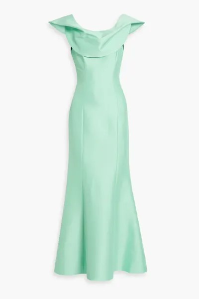 Платье из фая с драпировкой Badgley Mischka, мятный