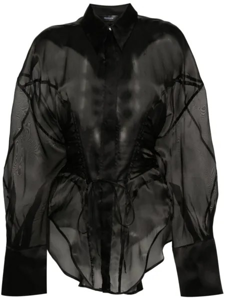 Mugler шелковая рубашка со шнуровкой, черный