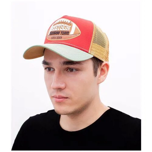 Бейсболка STETSON арт. 7751178 TRUCKER CAP COLLEGE FOOTBALL (оливковый / красный), размер ONE