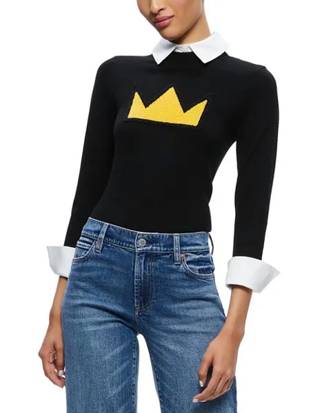 Многослойный свитер Porla из коллаборации с Basquiat Alice and Olivia, цвет Black