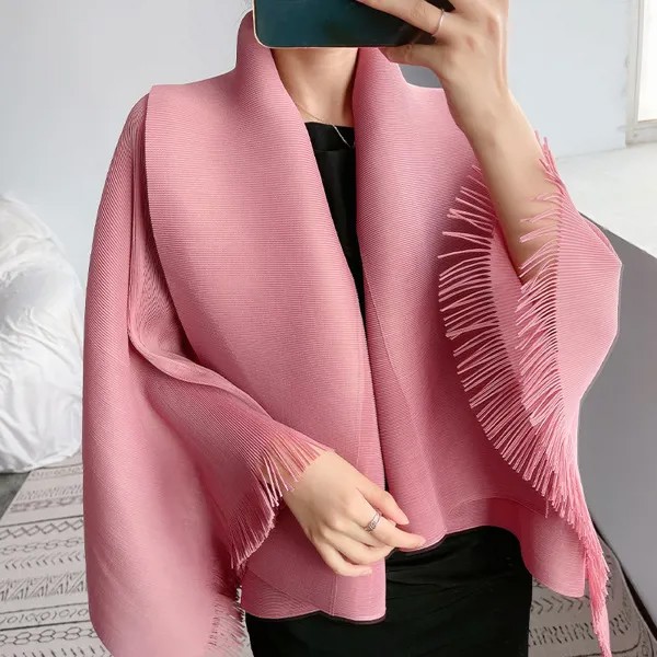 Changpleat 2021 Новая женская накидка с кисточками, плащ miяка, модная свободная универсальная плиссированная кофта большого размера для осени
